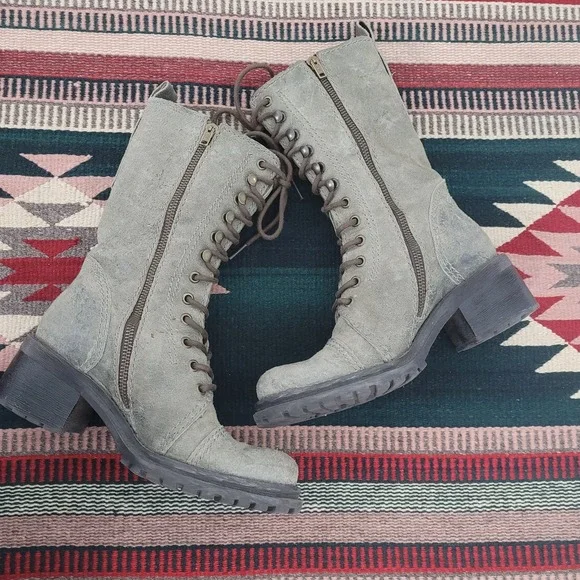 Vintage 1990s Esprit Military Combat Lace Up Boots Sz 7 Green Chunky Trooper‎ - Picture 5 of 11